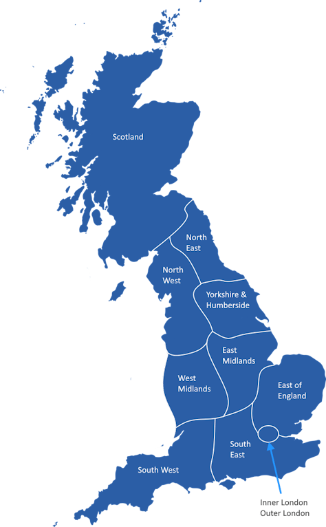 UK regions map